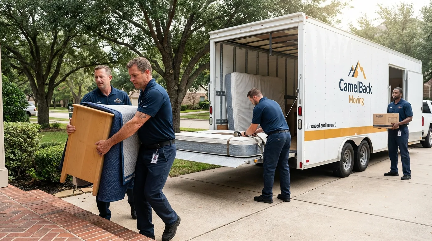 Crew loading residential truck for cross-state move from Carrollton, MI